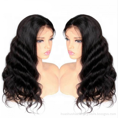 Huashuo High Discounts Fast Shipping Factory Price Virgin Brazilian Hair Wigs With Closure,  4*4 Lace Silk Frontal Closure Wig